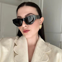 Elegant Black YL Wide Temple Arms Sunglasses