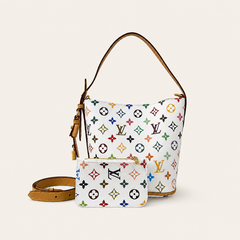 Leather Monogram Bucket Mini Pouch Bag