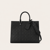Black Leather Monogram Tote Bag