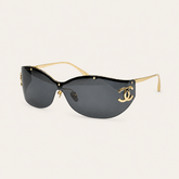 Oversized Black Shield CC Sunglasses