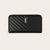 Black Leather YL Quilted Wallet