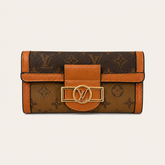 Brown Leather Monogram Wallet