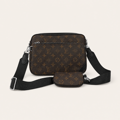 Leather Monogram Messenger Crossbody Bag