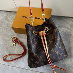 Leather Monogram Bucket Shoulder Bag