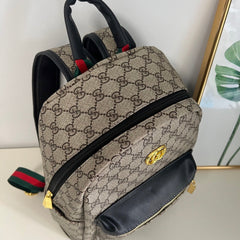 Brown Canvas GG Monogram Backpack