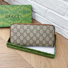 Brown GG Canvas Leather Travel Wallet