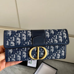Blue Canvas CD Monogram Clutch Wallet