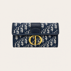 Blue Canvas CD Monogram Clutch Wallet