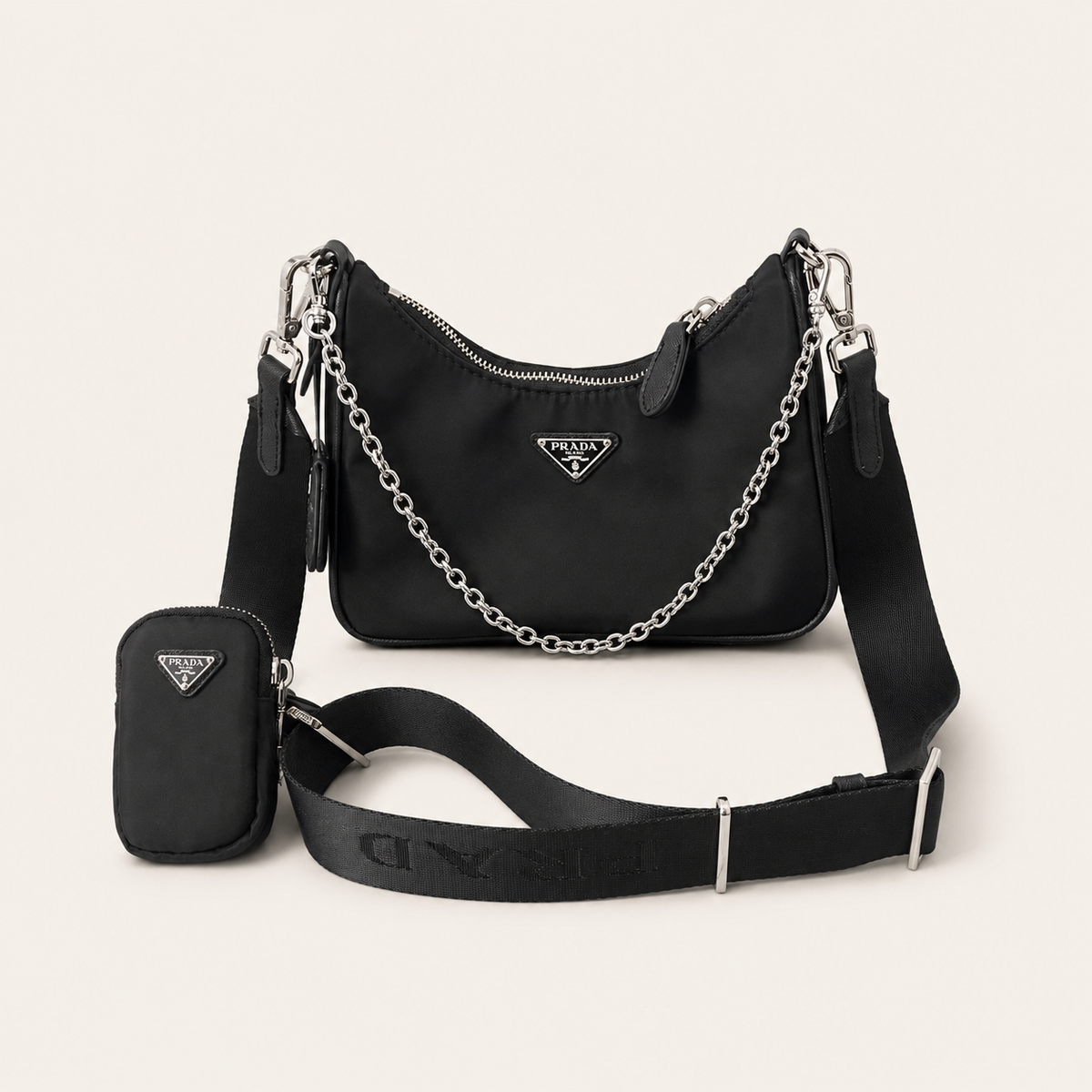 Nylon PR Crescent Shoulder Bag