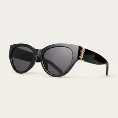 Elegant Black YL Wide Temple Arms Sunglasses