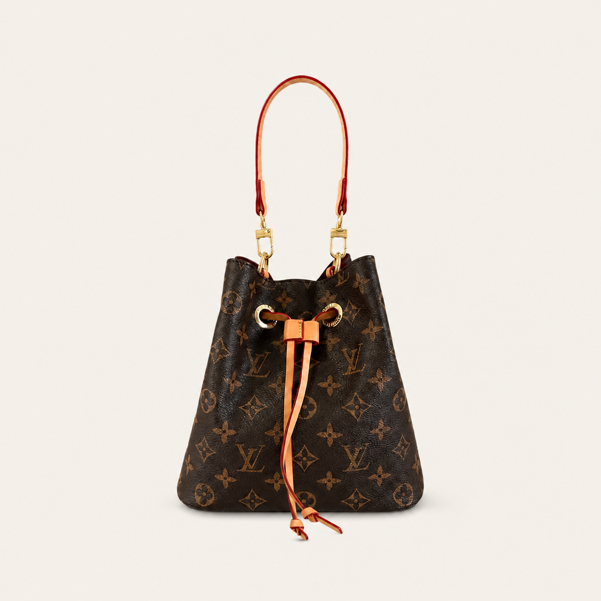 Leather Monogram Bucket Shoulder Bag