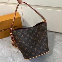 Leather Detachable Monogram Bucket  Mini Pouchh Bag