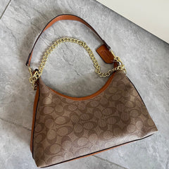 Leather  Brown  Pattern Hobo Shoulder Bag