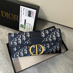 Blue Canvas CD Monogram Clutch Wallet