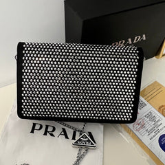 Black Leather PR Crystal Mini Bag