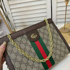 Leather GG Stripe Shoulder Bag